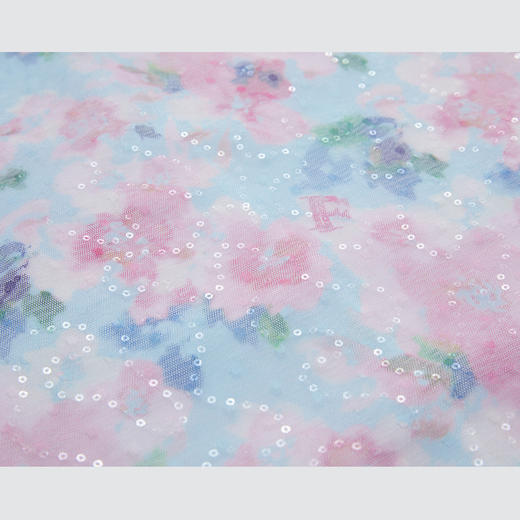 司歌印花网纱亮片先手中袖连衣裙A881188 商品图1