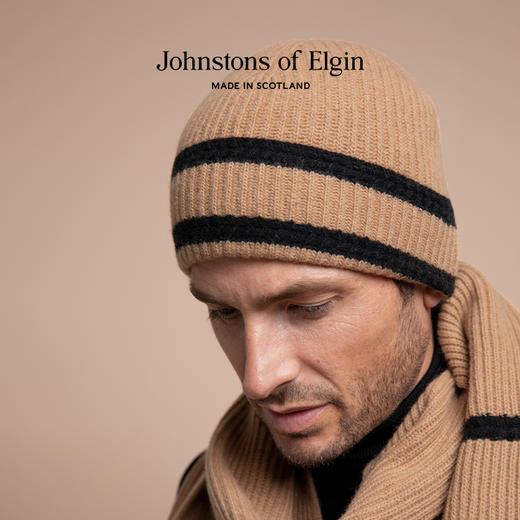 条纹羊绒羊毛混纺针织帽男女 商品图0