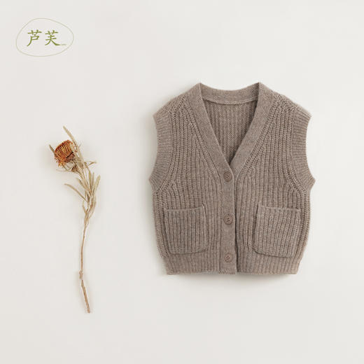 【马克珍妮 芦芙】秋冬新款 女童绵羊毛V领无袖针织马甲231917 商品图1