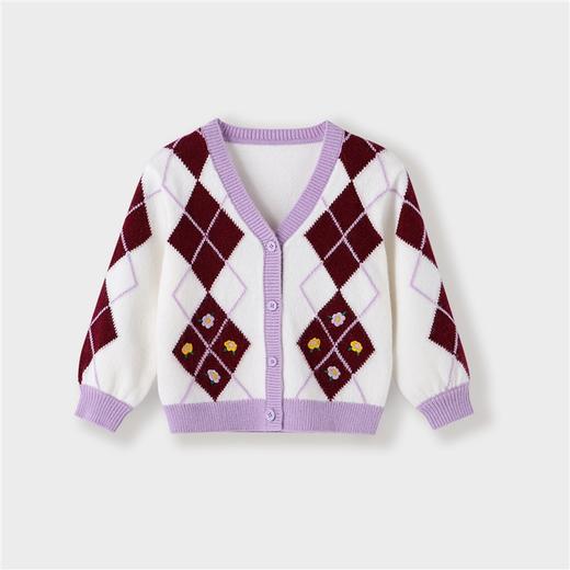 【实体店同款】女童甜美时尚学院风V领针织开衫2023年秋季新款安奈儿童装XG334502 商品图5