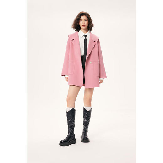 【严选】诗凡黎冬大翻领设计简约时尚双面呢大衣SE9470061 商品图2