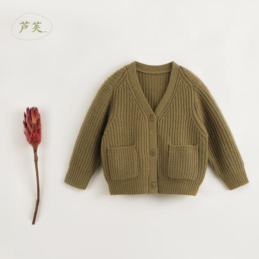 【马克珍妮 芦芙】秋冬新款 女童绵羊毛V领针织开衫231916 商品图0