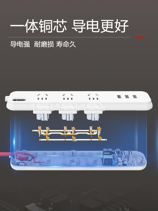 德力西遇见系列延长线插座(带电源适配器）三位五孔 商品图2