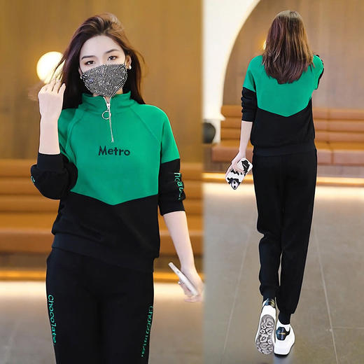 时尚休闲运动套装，秋季新款百搭显瘦小个子卫衣束脚裤两件套AHM-xde1360 商品图2