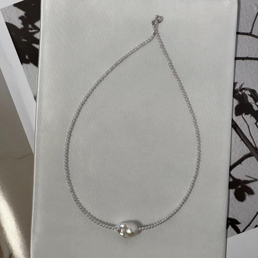 甄珠贝 淡水大巴项链 约13mm+2-3mm精品mini ji光珍珠项链 商品图4