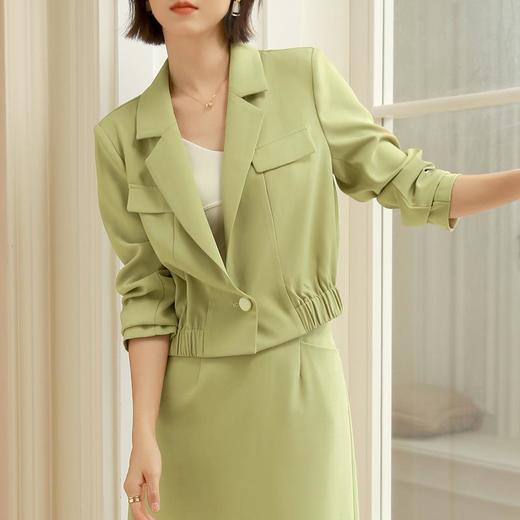 百姿 短款一粒扣西装外套女秋季款气质通勤OL收腰长袖上衣女 商品图0