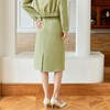 百姿 秋季新品经典百搭纯色后开叉半身裙通勤风高腰口袋包臀裙 商品缩略图3
