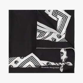 ALEXANDER MCQUEEN 亚历山大.麦昆 女士真丝黑色徽标围巾 混色 738042 3001Q 1077