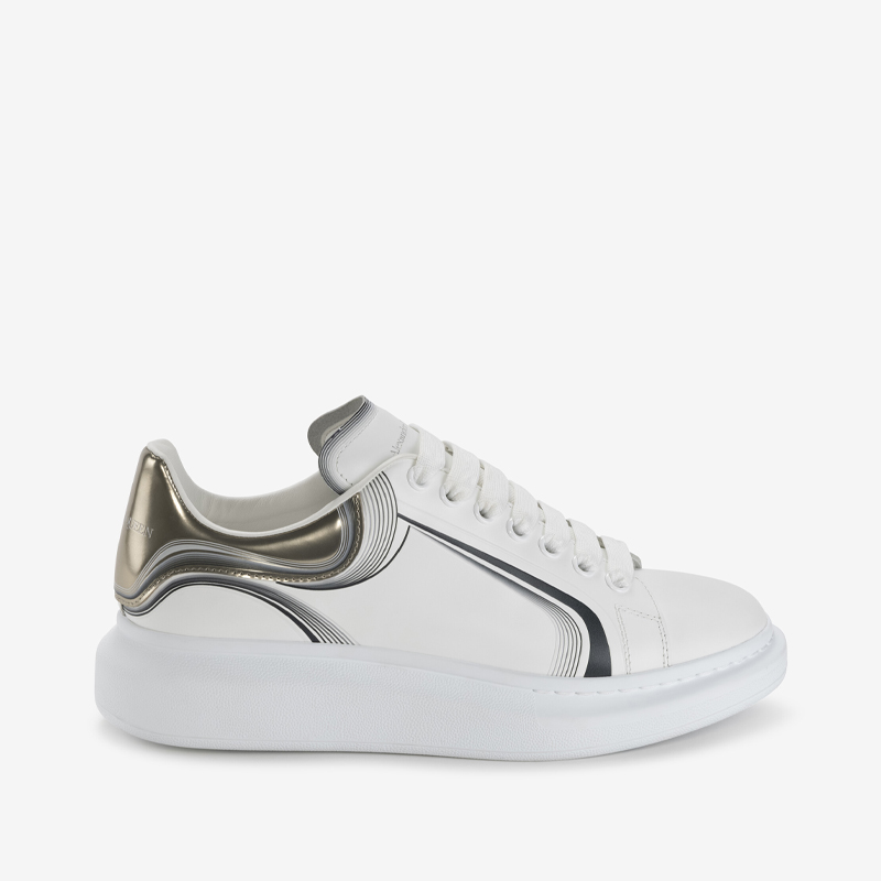 ALEXANDER MCQUEEN 亚历山大.麦昆 男士镜面黑尾阔型休闲运动鞋 白色 750336 WIDJP 8834