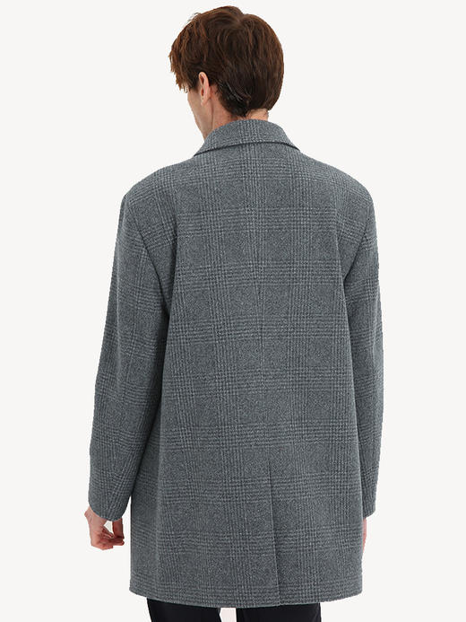 callisto灰色绵羊毛棋盘格翻领大衣 FSFEC108C GY 商品图2