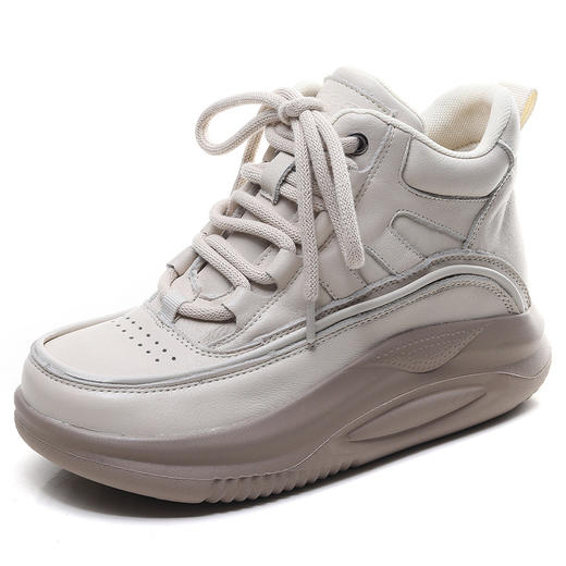 高帮厚底短靴，秋冬季新款韩版白色松糕鞋运动休闲老爹鞋FD23636 商品图4