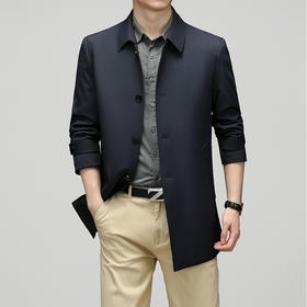 【新款DXS】大依优型中长款风衣翻领经典加肥加大码上衣外套商务休闲男士秋装