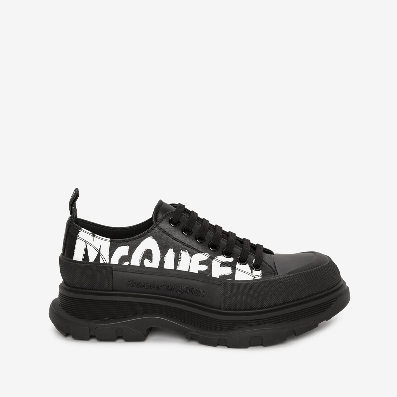 ALEXANDER MCQUEEN 亚历山大.麦昆 男士花纹光滑系带休闲运动鞋 黑色 711108 WIAT6 1070