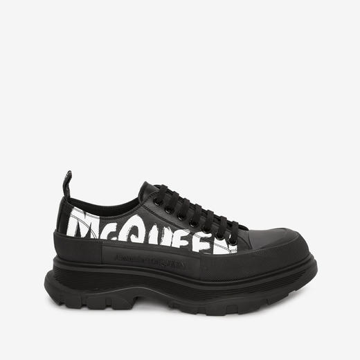 ALEXANDER MCQUEEN 亚历山大.麦昆 男士花纹光滑系带休闲运动鞋 黑色 711108 WIAT6 1070 商品图0