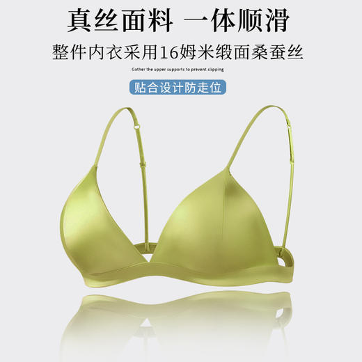 TG-TG02S201 法式真丝内衣 细肩带光面桑蚕丝无钢圈内衣三角杯透气 商品图3