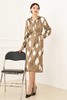 ELLA JADE 浅咖色翻领光泽抽象印花连衣裙 13535 商品缩略图2
