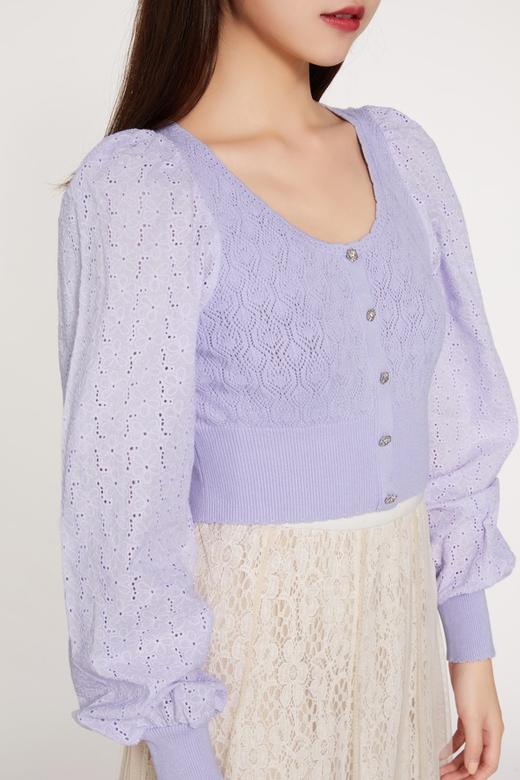 amadella 紫色绣花拼接针织上衣 9818 商品图3
