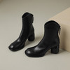 棕色小短靴，女款春秋新款娃娃头粗跟法式瘦瘦裸靴黑色马丁靴BXJ-952-8 商品缩略图5