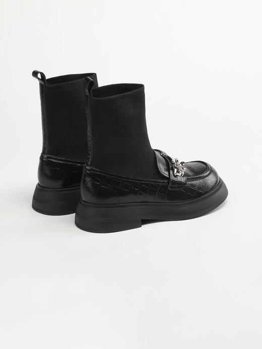 星期六时尚魅力通勤压纹厚底中筒女靴SS34116226 商品图4