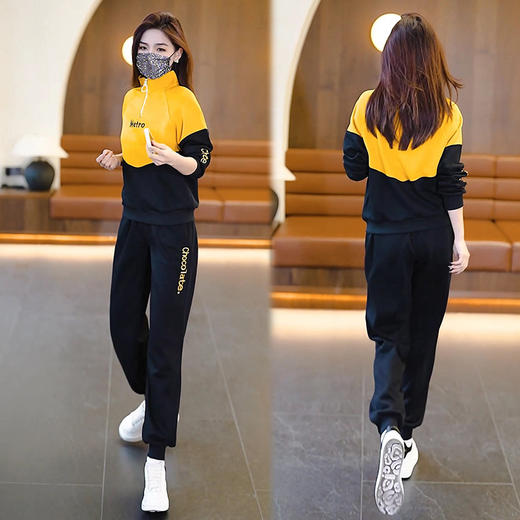 时尚休闲运动套装，秋季新款百搭显瘦小个子卫衣束脚裤两件套AHM-xde1360 商品图3