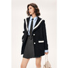 【严选】诗凡黎冬学院风海军领设计撞色边设计双面呢大衣SE9170091 商品缩略图0