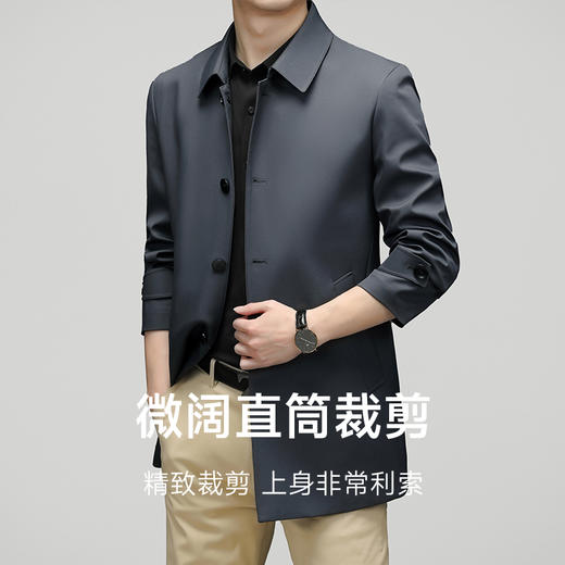 【新款DXS】大依优型中长款风衣翻领经典加肥加大码上衣外套商务休闲男士秋装 商品图3
