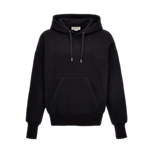 ALEXANDER MCQUEEN 亚历山大.麦昆 男士棉质字母刺绣徽标连帽卫衣 黑色 722257 QVX63 1000 商品图0