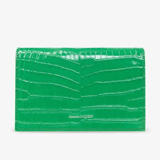 ALEXANDER MCQUEEN 亚历山大.麦昆 女士鳄鱼纹皮革 Skull 单肩包 绿色 613088 1HBUC 3510 商品图2