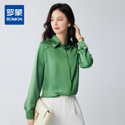 【简约商务】罗蒙春秋款女士长袖衬衫气质优雅百搭通勤知性长袖衬衫女 商品图0