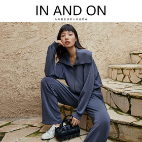 IN AND ON 空气层休闲运动套装女2023秋季新款高级感显瘦海军领卫衣/裤子53540+53692