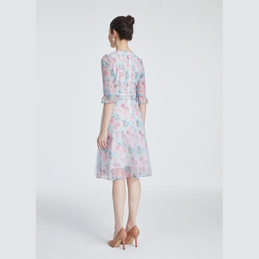 司歌印花网纱亮片先手中袖连衣裙A881188 商品图3