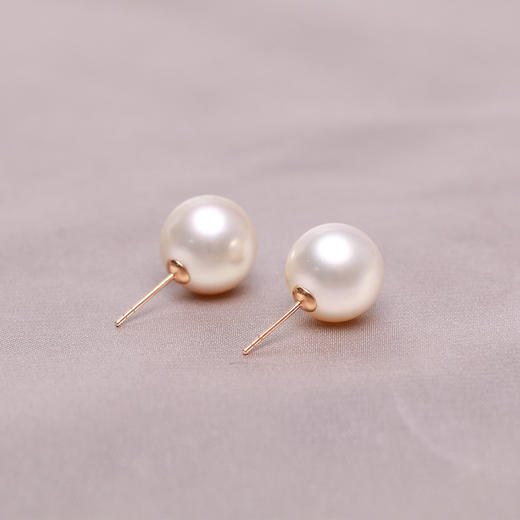 美裕 金18K海水珍珠耳钉 南洋珠11.5-12mm 105964 商品图5