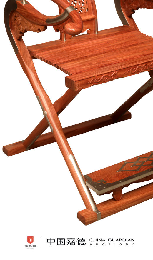 红桥红  家具严选  缅甸花梨(大果紫檀）  【木面 王款 麒麟纹交椅】 商品图3