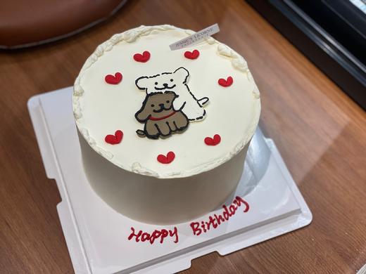 线条小狗手绘奶油蛋糕 商品图0