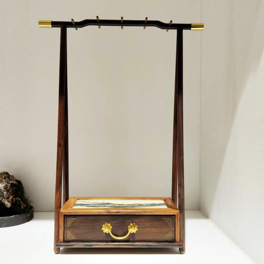 云石带抽屉笔架°紫光檀+酸枝 商品图1