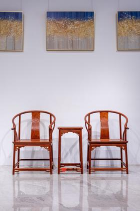 红桥红  家具严选  缅甸花梨（大果紫檀）【恭王府寿字纹圈椅 三件套】