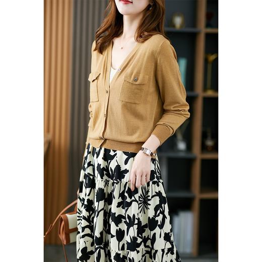 现货7天】V领针织开衫女夏秋薄款2023新款小外套羊毛长袖针织衫上衣 商品图4