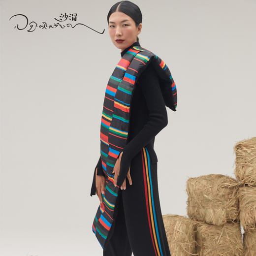 彩条鹅羽绒围巾SJF95P279K 商品图5