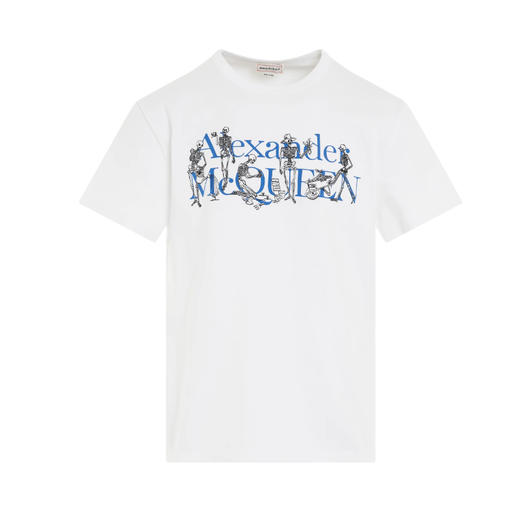 ALEXANDER MCQUEEN 亚历山大.麦昆 男士棉质徽标印花圆领短袖T恤 白色 750657 QVZ08 0900 商品图0
