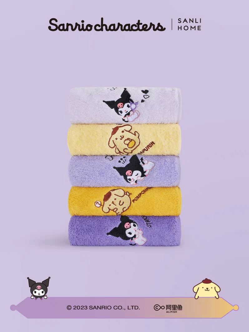 三利毛巾纯棉酷洛米联名洗脸家用吸水可爱小面巾女家用男全棉洗澡