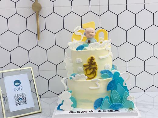 劲松长青&翠竹永节&健康长寿主题蛋糕（可以爷爷公仔换奶奶公仔） 商品图0