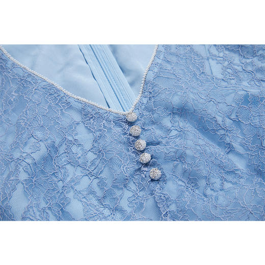 司歌蕾丝显瘦V领中袖长裙连衣裙A881260 商品图1