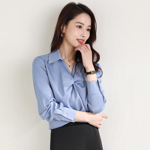 【质感V领】罗蒙女士长袖衬衫优雅简约职场减龄百搭舒适长袖衬衫女 商品图4