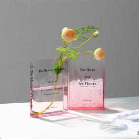 简约北欧ins网红亚克力书籍花瓶 透明彩色书本花瓶 客厅软装摆件