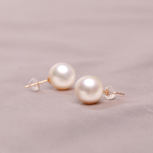 美裕 金18K海水珍珠耳钉 南洋珠11.5-12mm 105964 商品图4