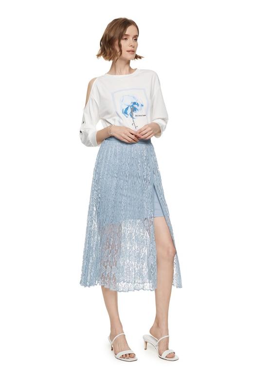 SUMMER & SAGE 不对称挖肩印花T恤 7522 商品图3