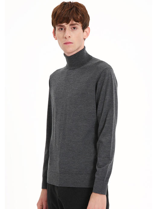 callisto灰色全绵羊毛修身高领针织衫  FSKNW009C 商品图1