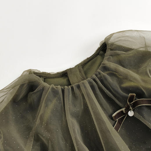 【马克珍妮 芦芙】秋装新款 女童阳光绒蝴蝶结网纱连衣裙231576 商品图2