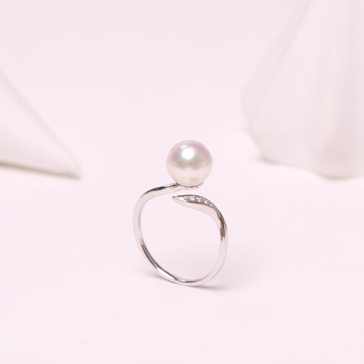 美裕 金18K海水珍珠戒指 8-8.5mm 开口戒100674 商品图4