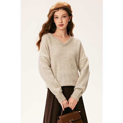 【严选】诗凡黎冬基础百搭v领套头衫7E9133121 商品图4